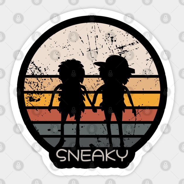 sneaky sasquatch friends distressed vintage sunset Sticker by itsMePopoi